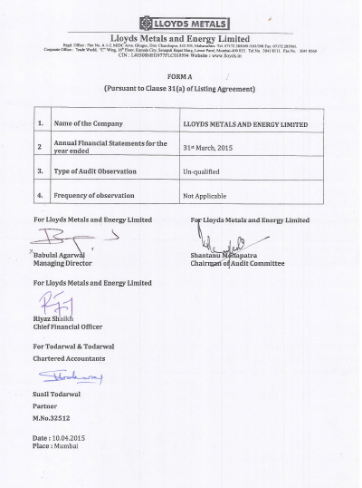 Annual Report for Financial Year 2014-15